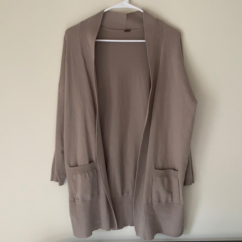 Long open front cardigan sweater